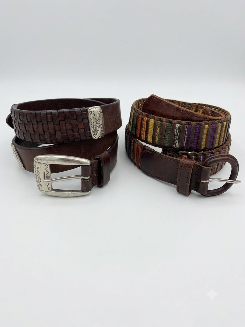 Lot of 2 Fossil and Guatamala Brown Leather Belts